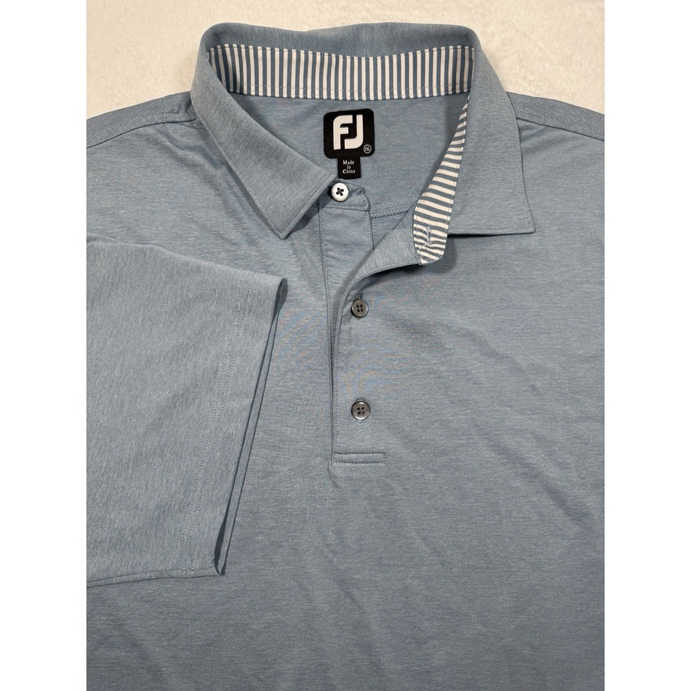 Footjoy Polo Shirt Mens 2XL Heather Blue Lightweight Performance Golf Resort